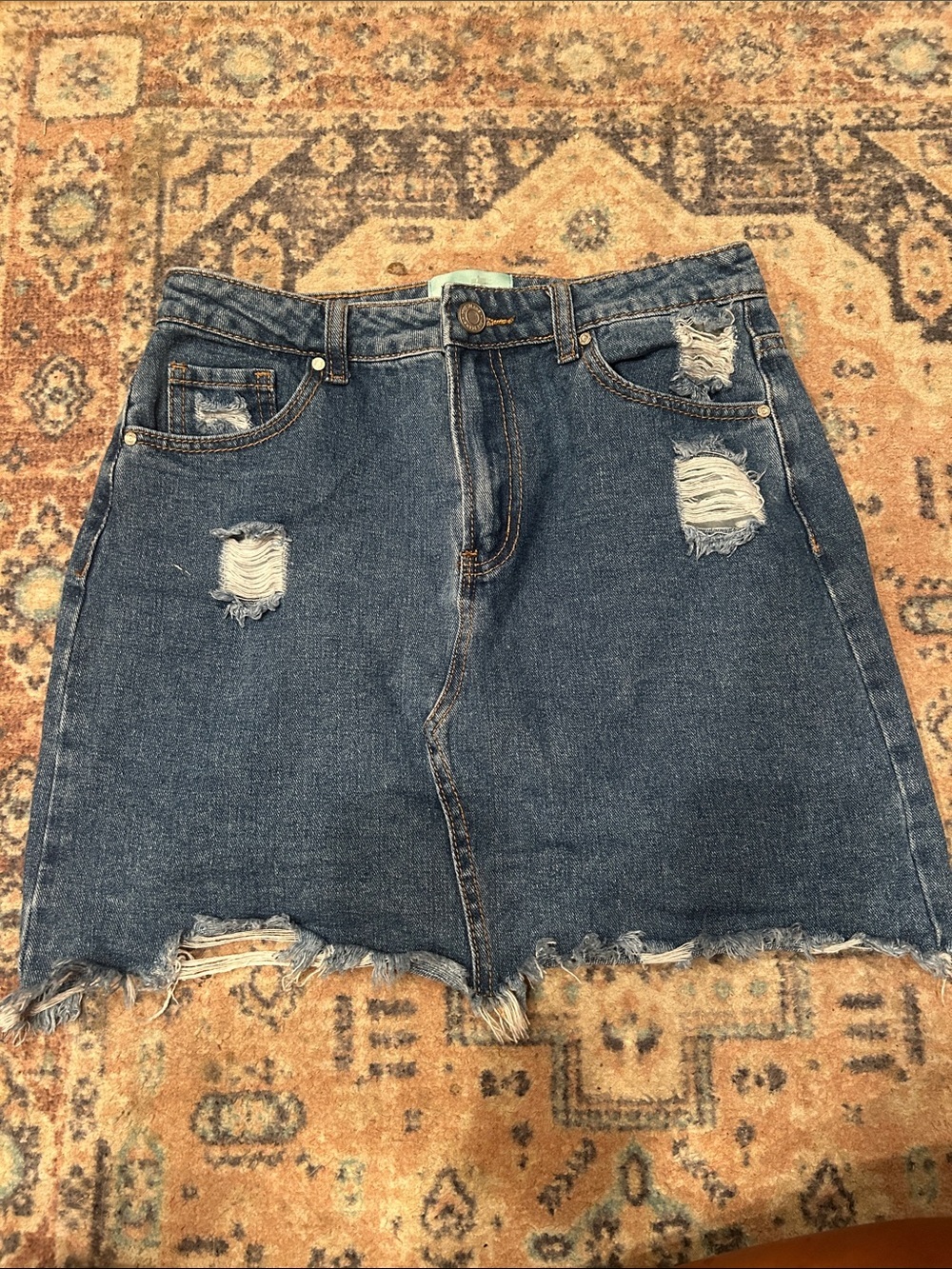 Judith March Denim Tiger Patch Skirt